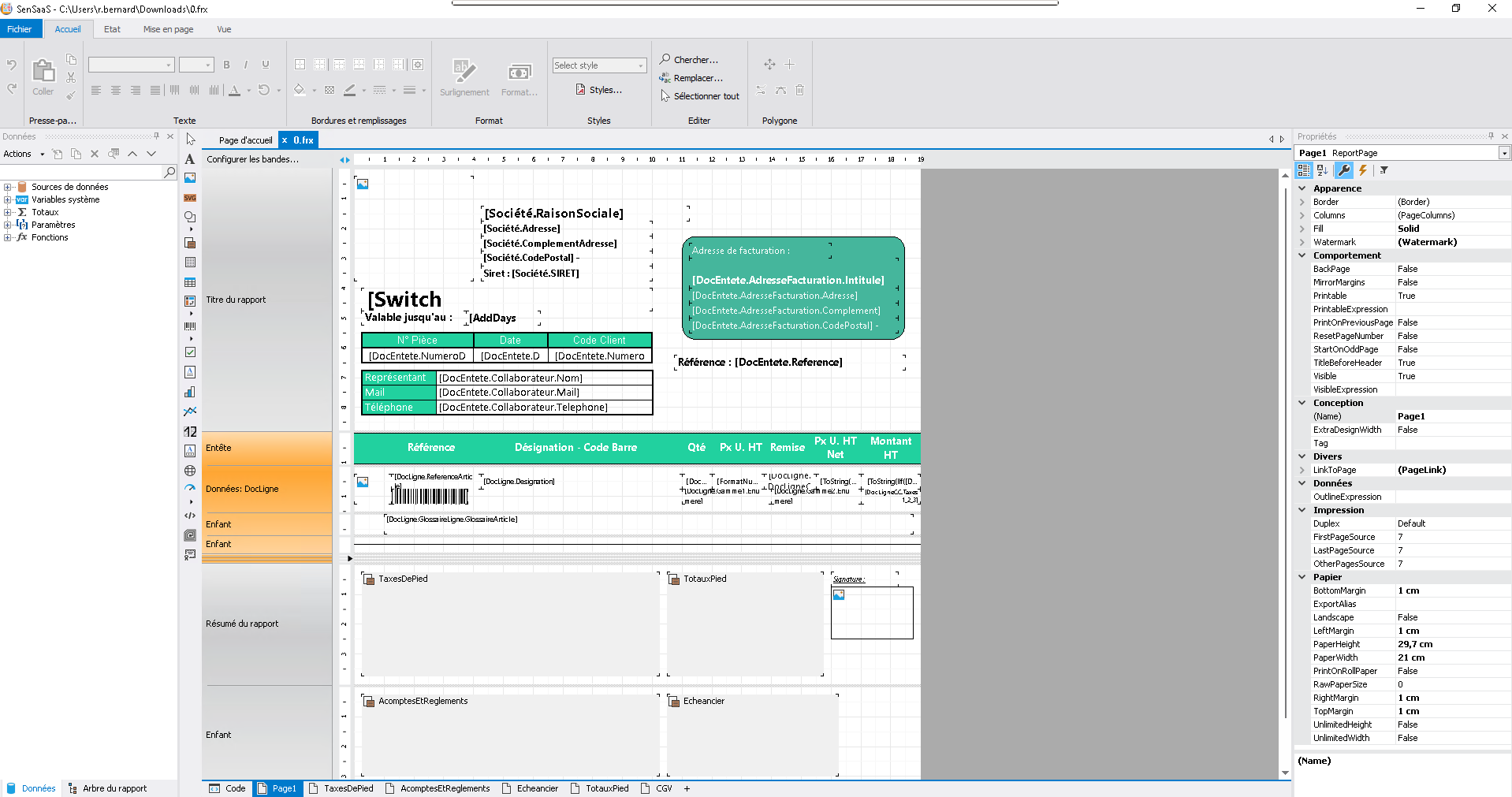Aperçu – SenSaaS Report Designer