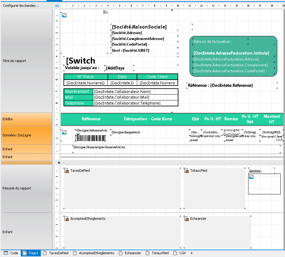Bandes visibles – exemple de structure