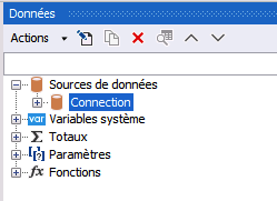 Panneau Données – connexion visible