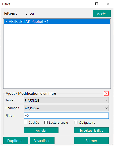 Création d’un filtre – exemple