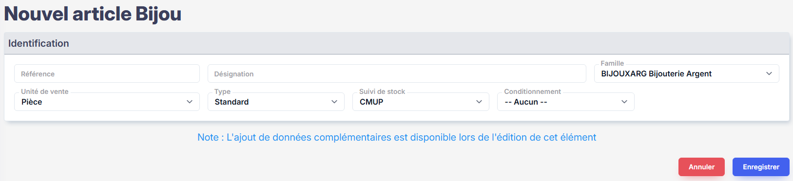 Création article