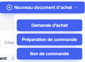 Menu création document achat