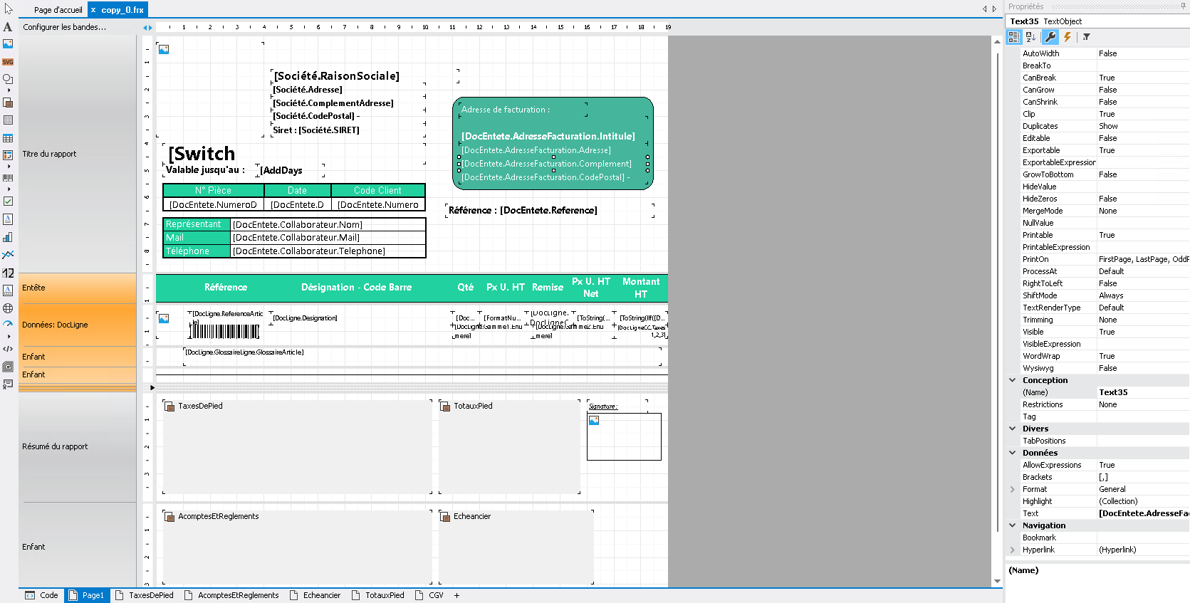 Propriétés objet - champ