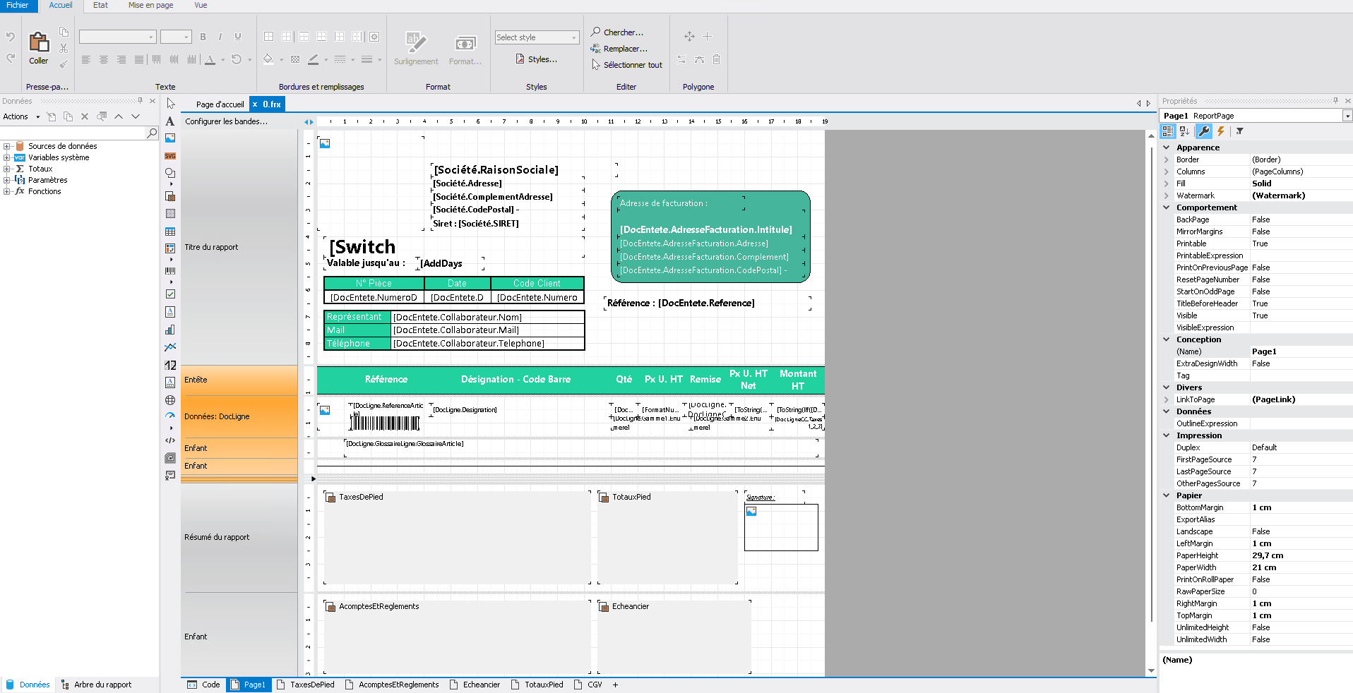 Vue globale – principales zones