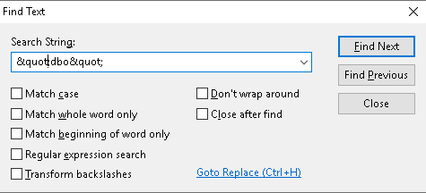 Rechercher "dbo" (avec guillemets) dans le .frx