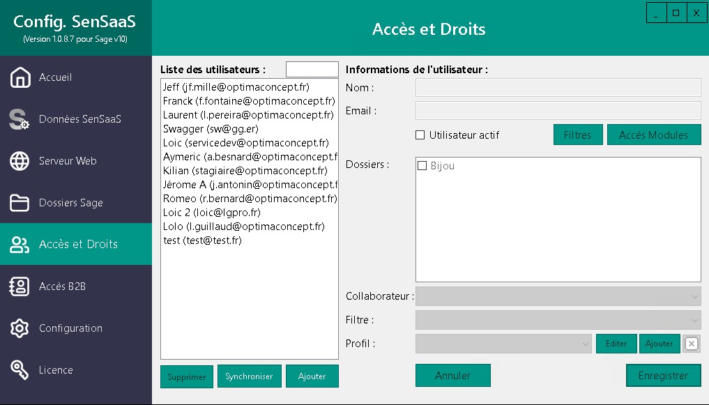 Vue d’ensemble – Liste des utilisateurs