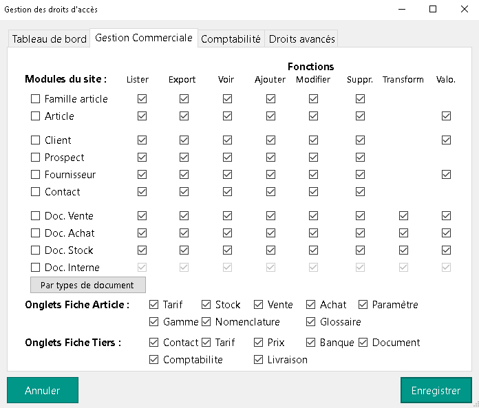 Droits – Gestion Commerciale