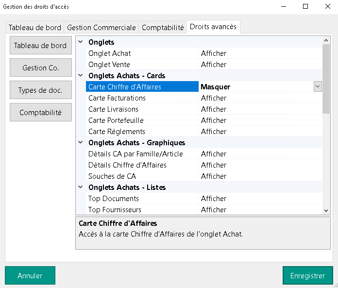 Droits avancés – Masquer un attribut