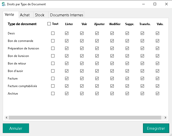 Droits – Par types de document