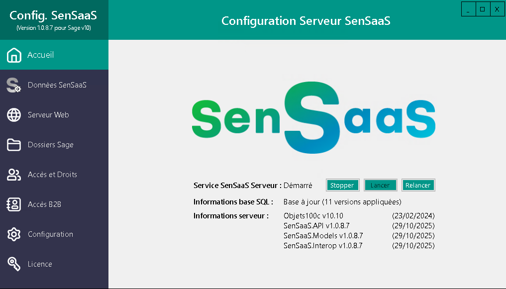Vue générale du Serveur SenSaaS