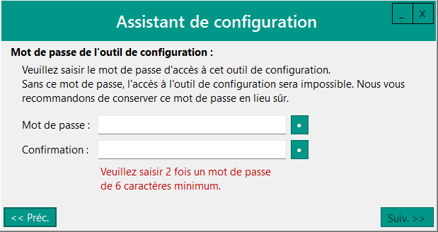 Mot de passe configuration