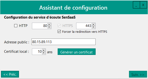 Configuration service d’écoute