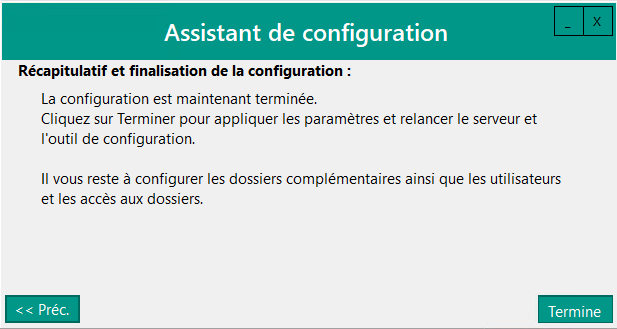 Fin de configuration