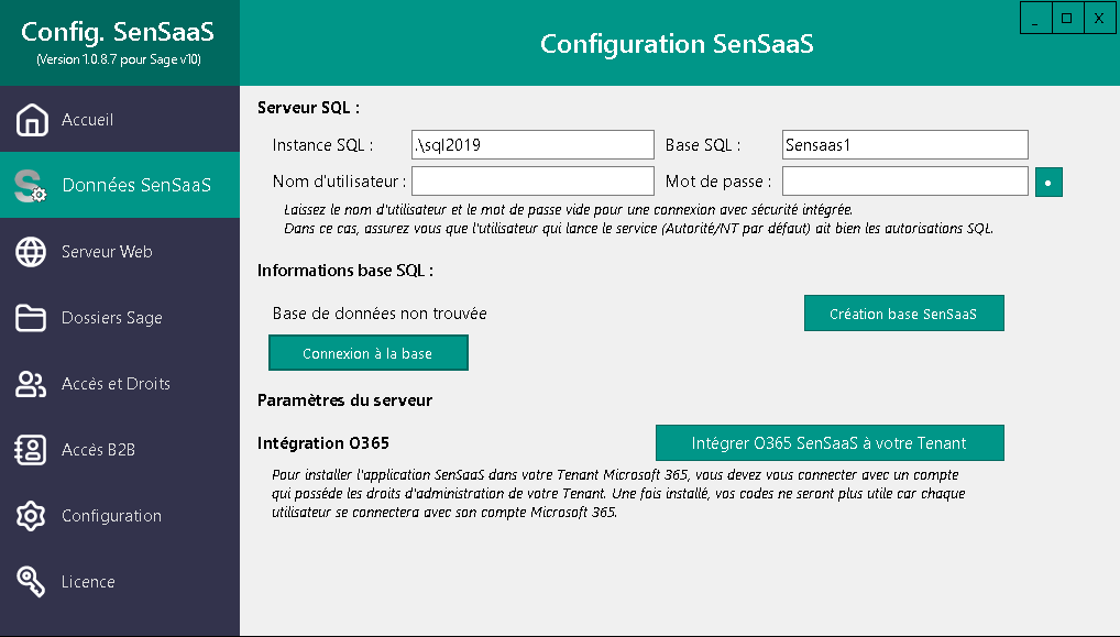 Données SenSaaS – Création de base