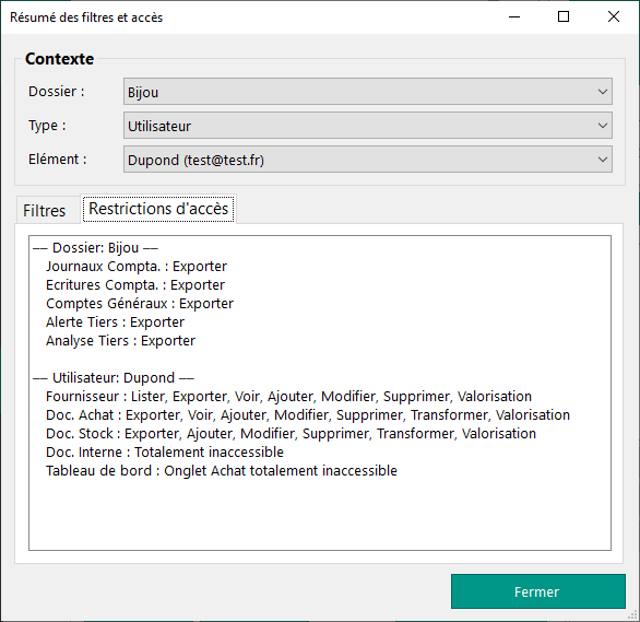 Visualisation des accès