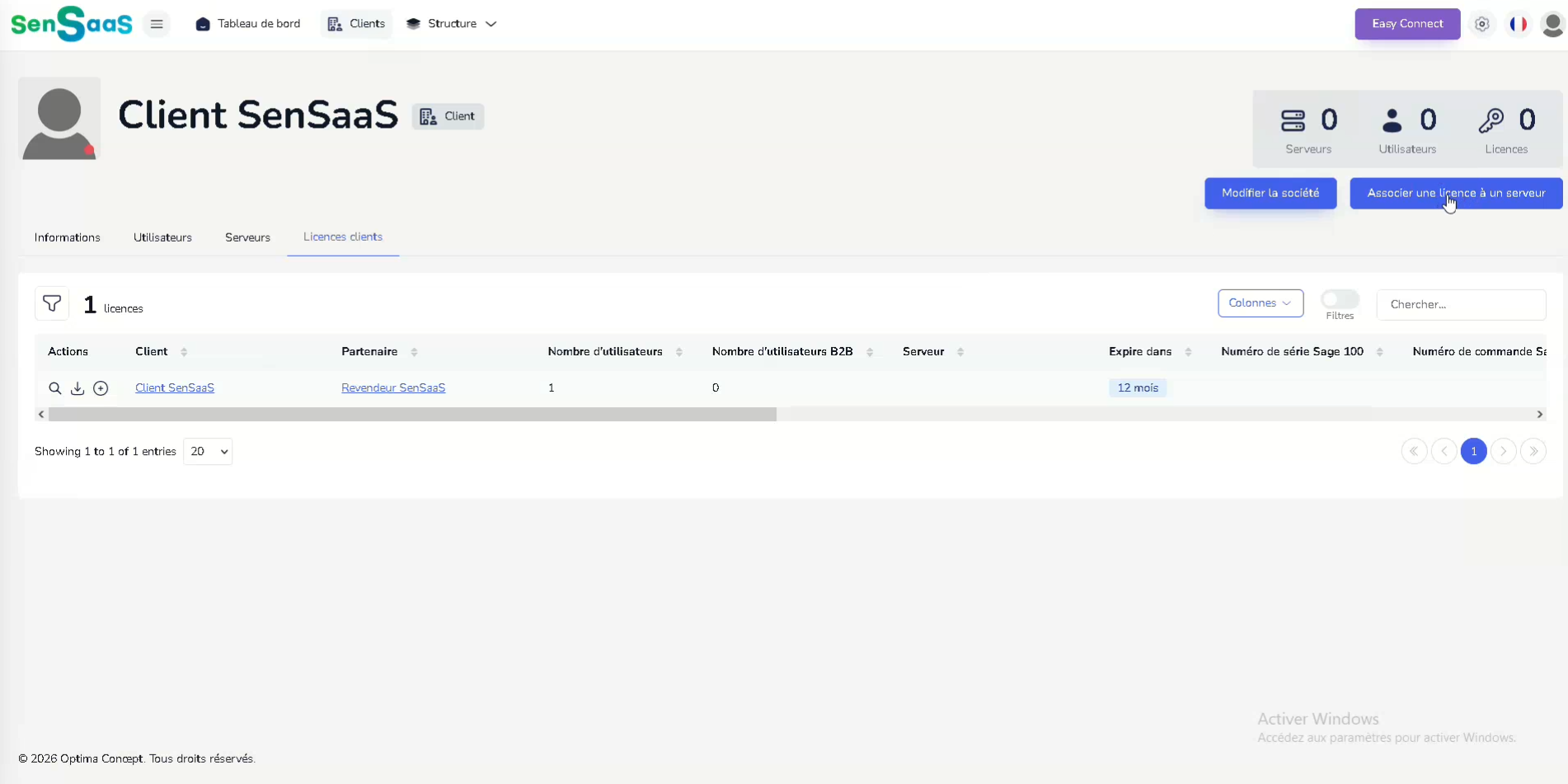 Étape 9 - Associer une licence à un serveur