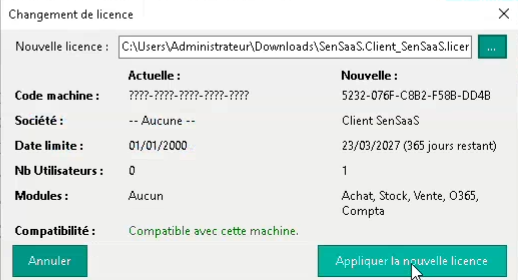 Étape 18 - Appliquer la nouvelle licence