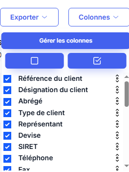 Colonnes clients
