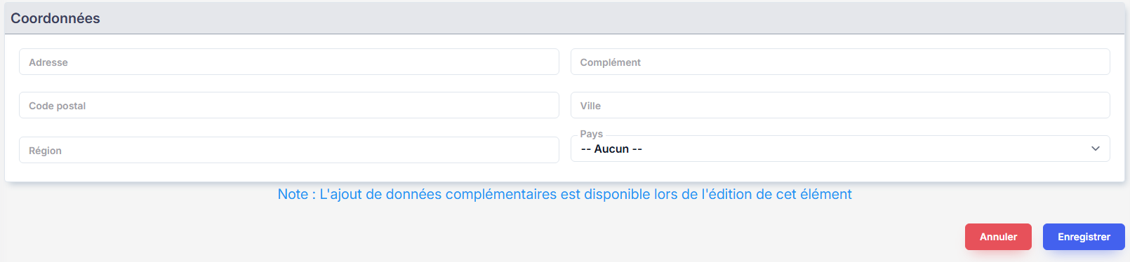Édition – coordonnées et immatriculation