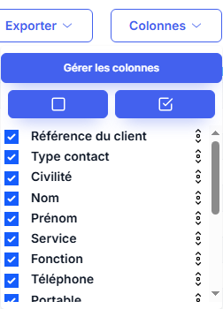 Gestion des colonnes