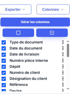 Gestion des colonnes