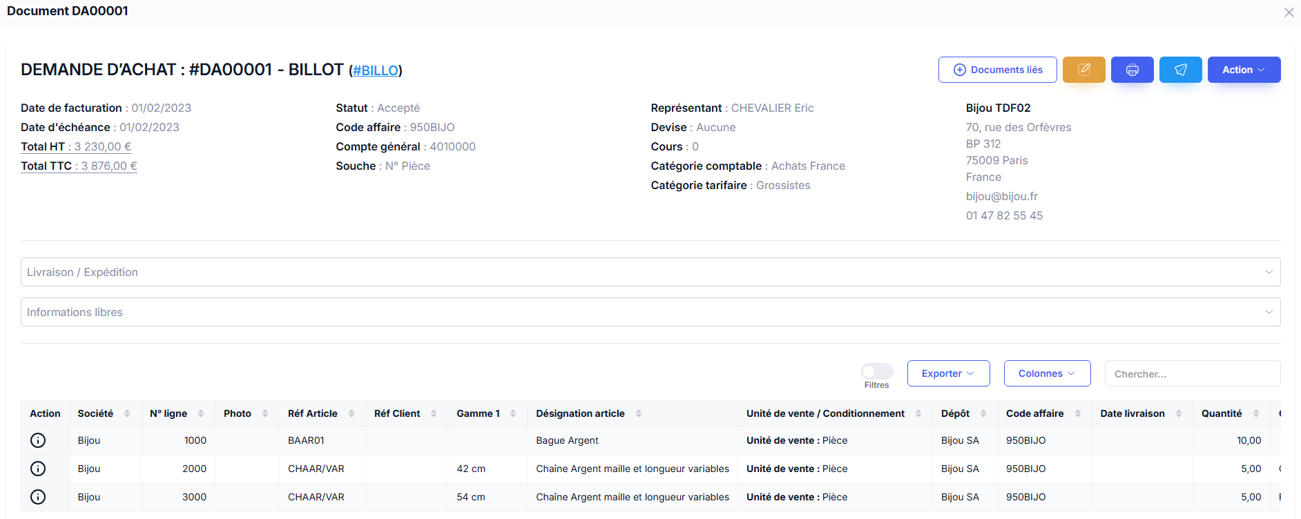 Fiche document d’achat