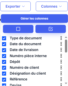 Gestion des colonnes