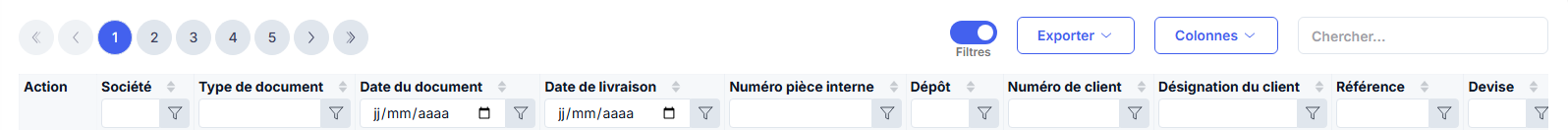 Ligne des filtres visible