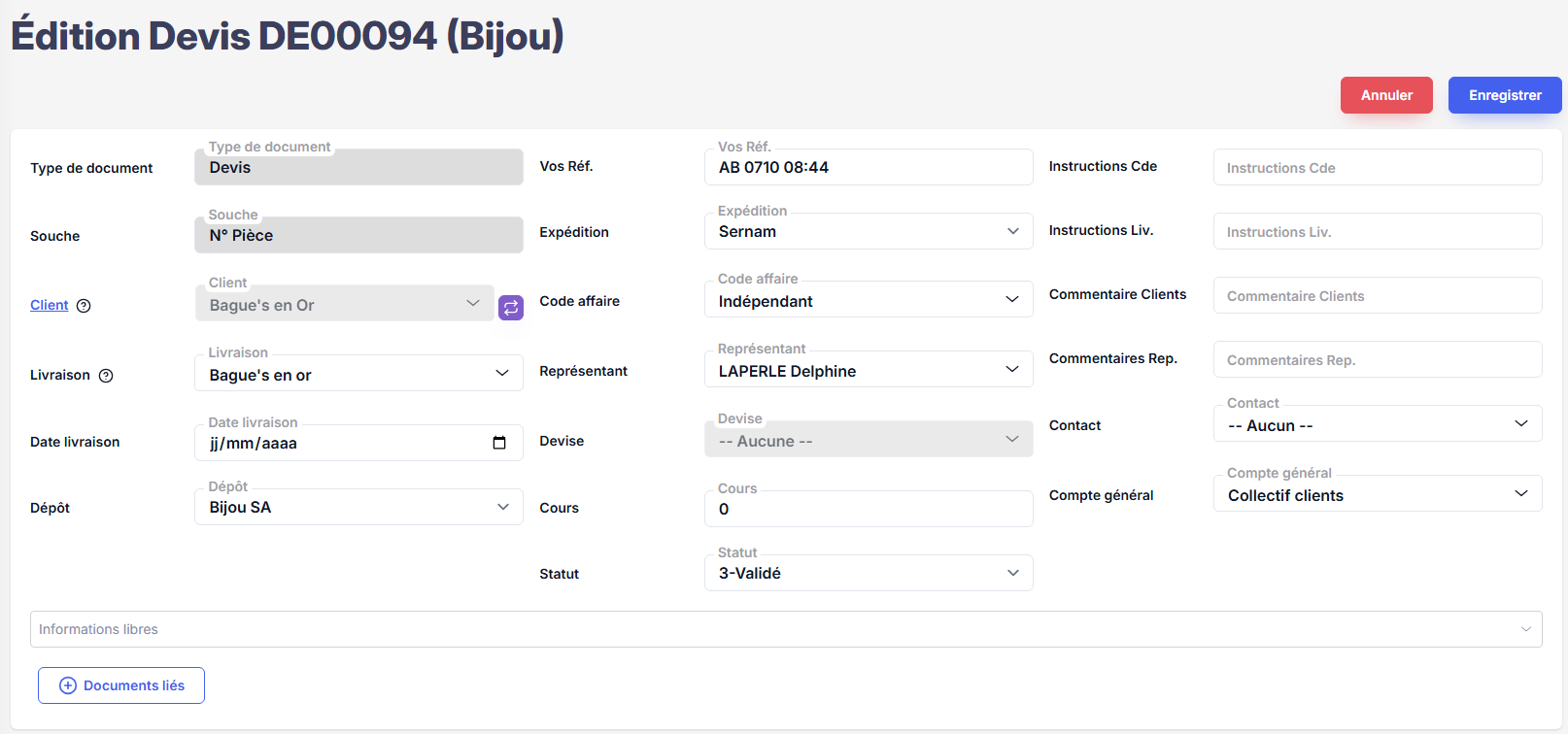 Édition – en-tête/formulaire